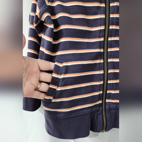 Talbots Kids Full Zip Sweatshirt‎ Size 4 Navy Orange Stripes Cotton Pockets - Picture 5 of 7